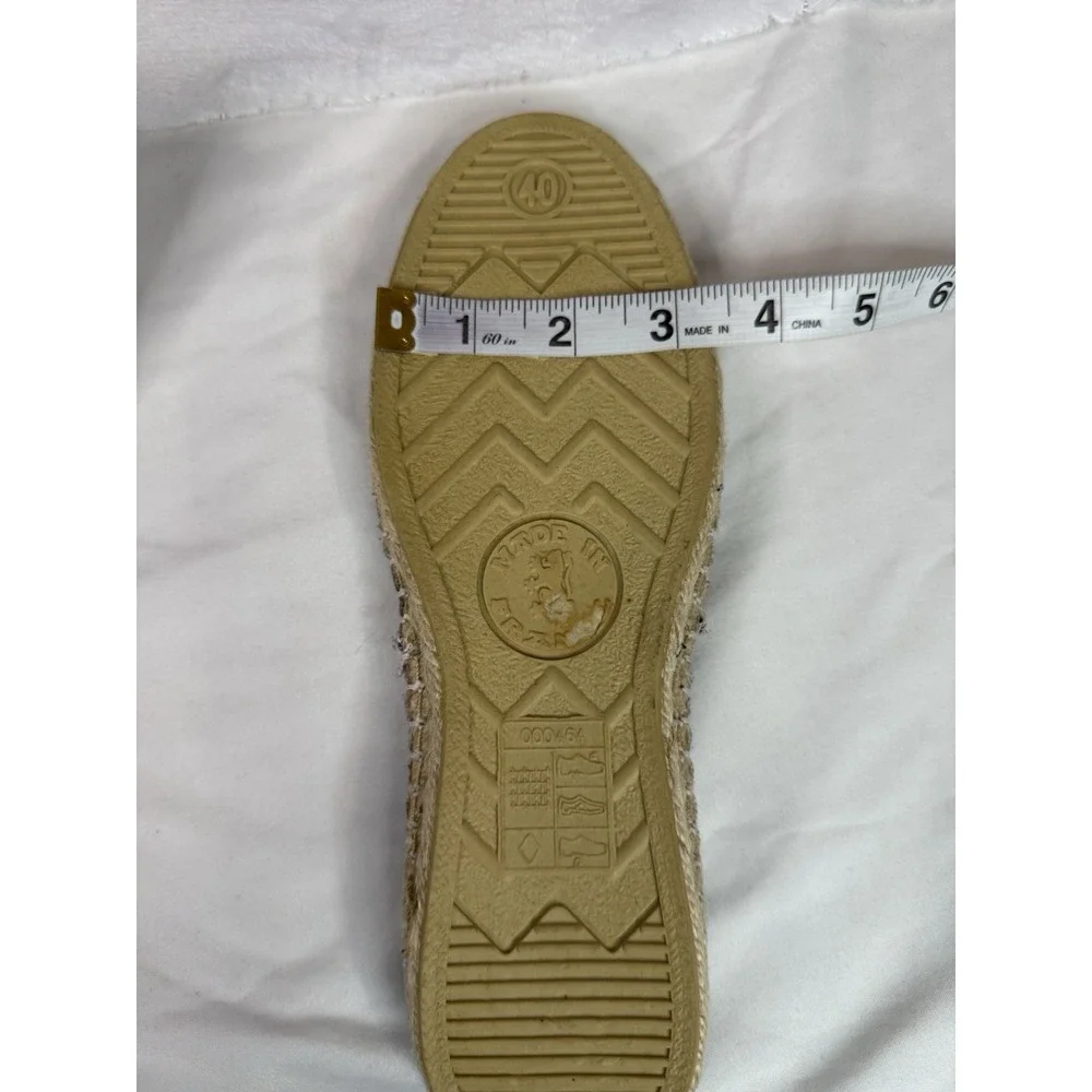 Women's Pineapple Print Espadrille Flats Sz 40 Navy Tropical Summer Beach French